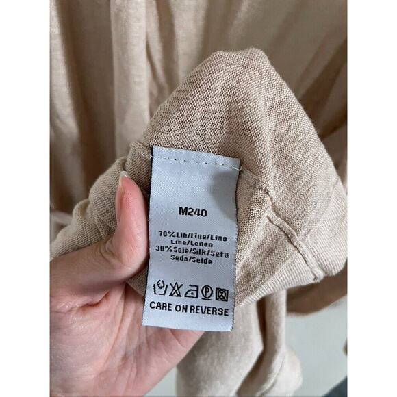 Gerard Darel Sweater Women's Linen Silk Blend Cardigan Open Front Small Tan Belt - Picture 8 of 10